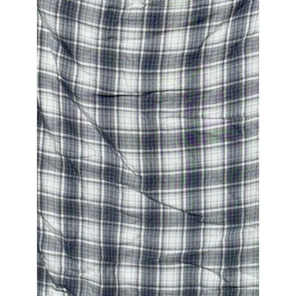 NEW Abercrombie & Fitch White Gray Plaid Smocked Long Puff Sleeve Blouse Size XS